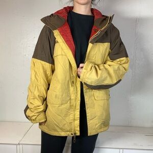 Yellow + Brown Color Block Burton Snowboard Winter Coat